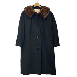 Vintage 1960s Cain-Sloan Nashville‎ Wool Coat Fur Collar Women’s Sz Lg